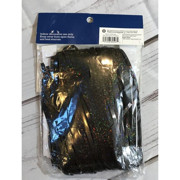 Spritz Black Iridescent Fringe Curtain Backdrop Decor 3” x 8” - Picture 2 of 2